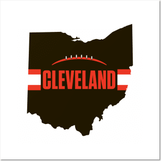 Cleveland Football Ohio Outline Brown Posters and Art